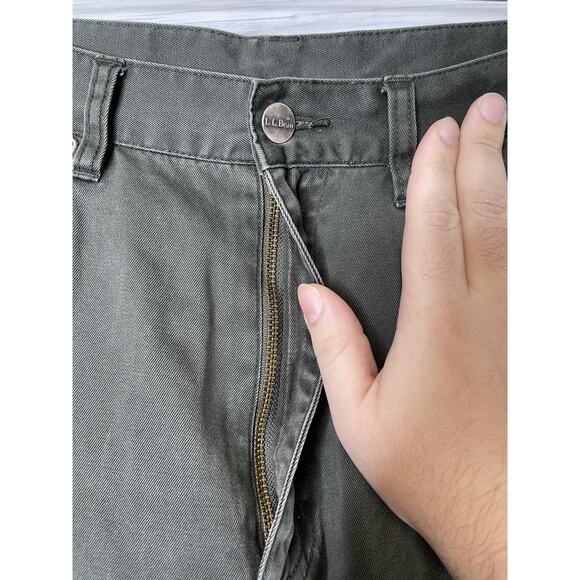 L.L.Bean Pants Womens 14 Tall Olive Green Double L Relaxed Fit Chino Cotton - Picture 2 of 12